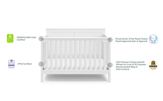 White crib features graphic