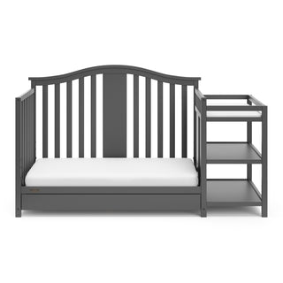 gray crib and changer in toddler bed conversion