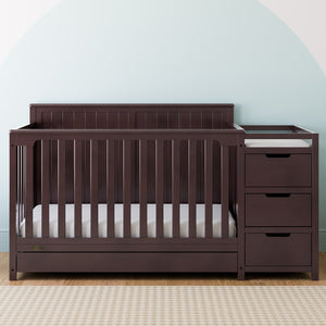 espresso crib and changer with drawer in nursery