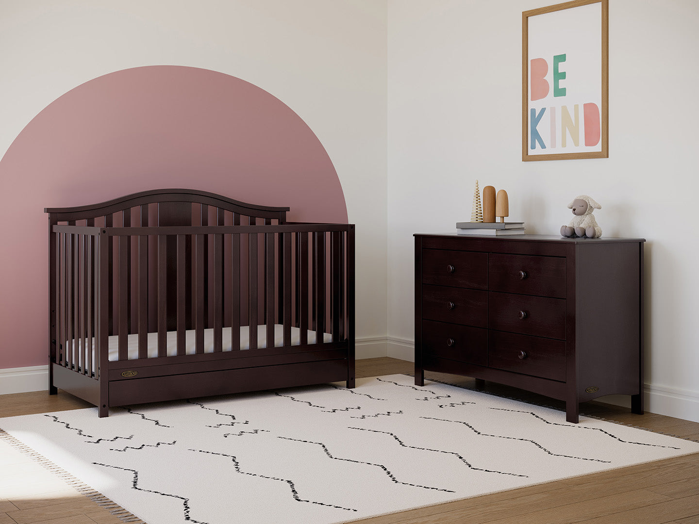 espresso crib with drawer in nursery