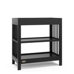black changing table with two shelves