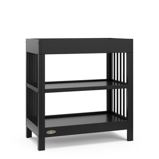 black changing table with two shelves