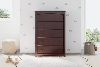 espresso 5 drawer dresser in nursery