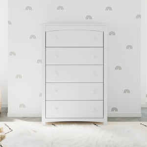 white  5 drawer dresser in nursery