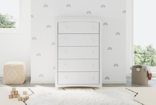 white  5 drawer dresser in nursery