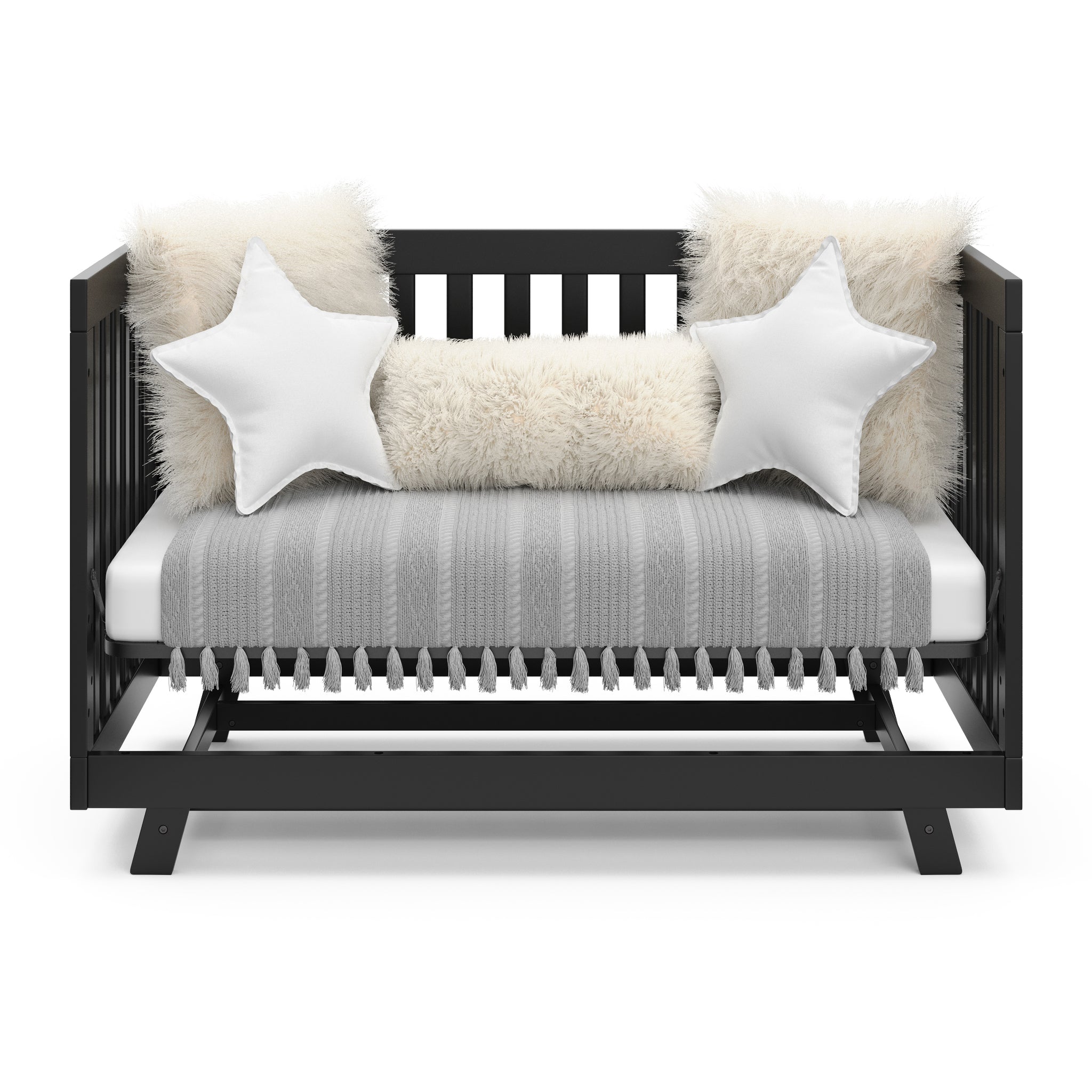black crib in daybed conversion
