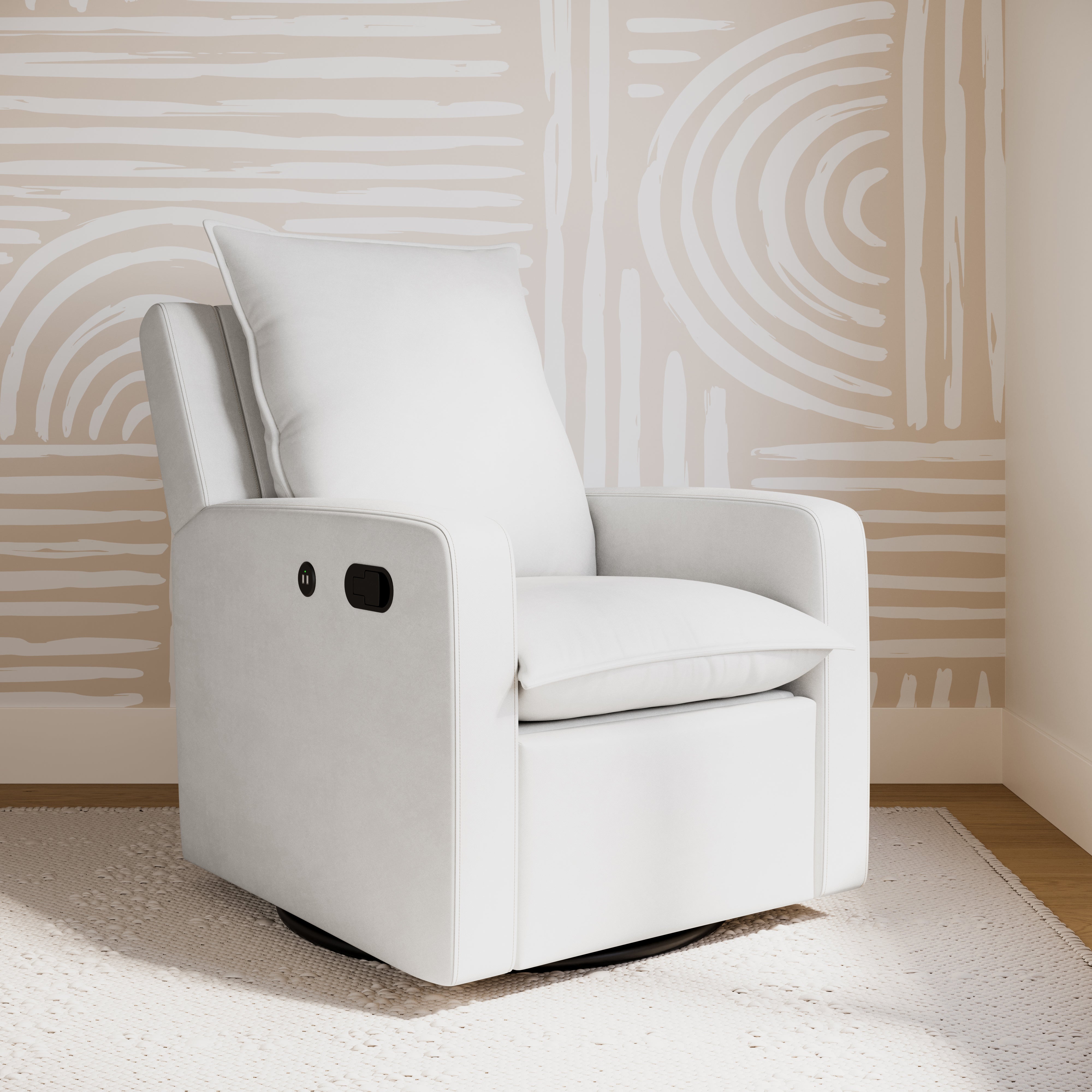 Storkcraft® Timeless Nursery Recliner Swivel Glider with USB.