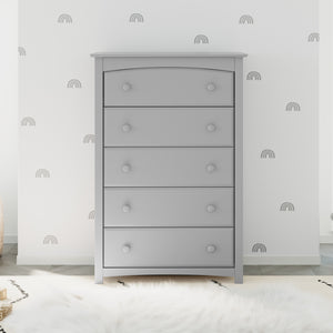 pebble gray 5 drawer dresser in nursery