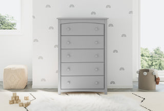pebble gray 5 drawer dresser in nursery