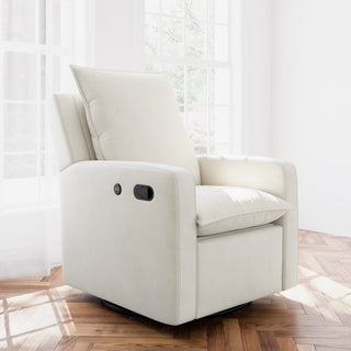 ivory reclining glider in nursery