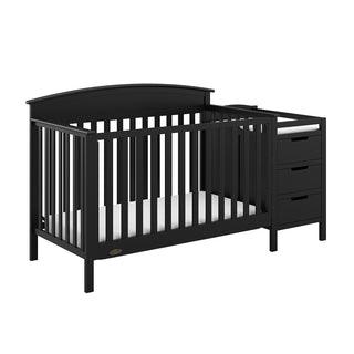black crib and changer angled