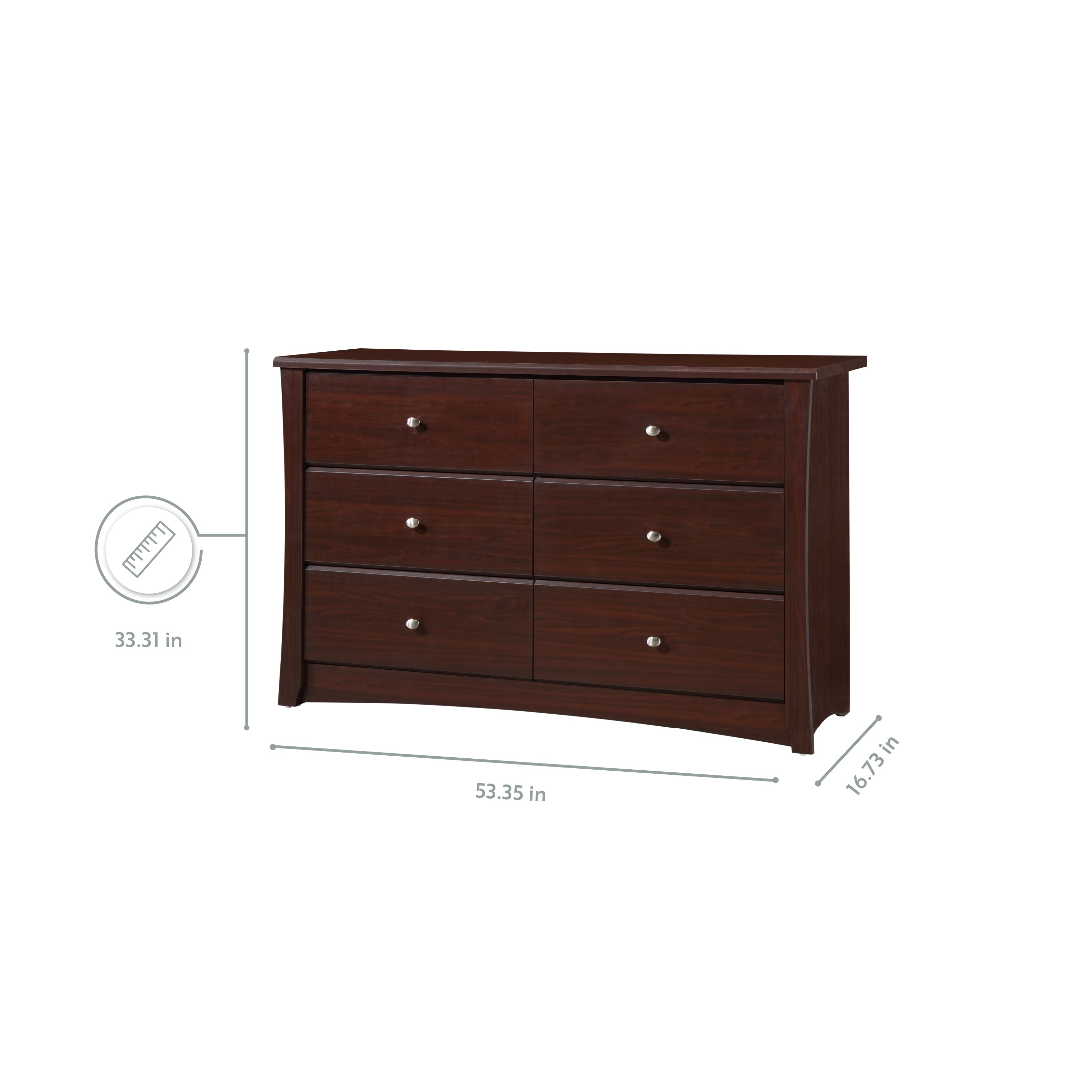 espresso 6 drawer dresser with dimensions