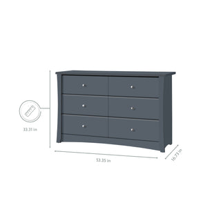gray 6 drawer dresser with dimensions graphic