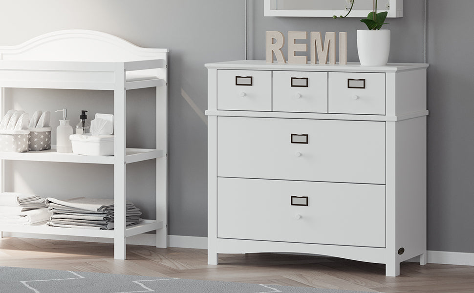 White 3 drawer chest in nursery