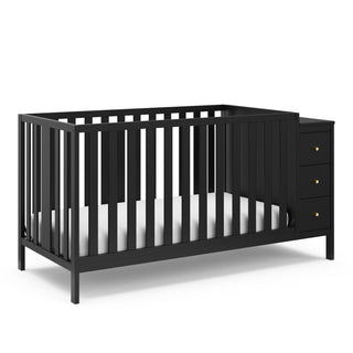 black crib with storage angled
