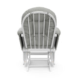 white glider with light gray cushions back view
