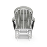white glider with light gray cushions back view