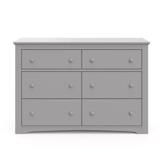 Front view of pebble gray 6 drawer dresser