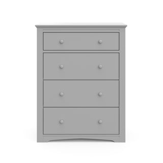Front view of pebble gray 4 drawer chest