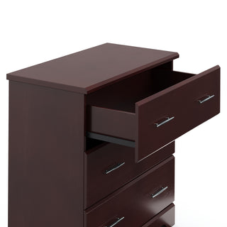 espresso 3 drawer chest with open drawer 