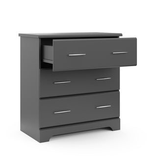 gray 3 drawer chest with open drawer 