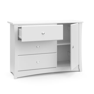 White 3 drawer chest with open drawer 