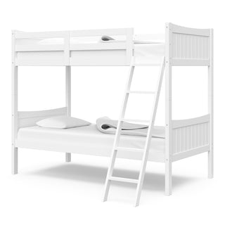 white bunk bed with fixed ladder