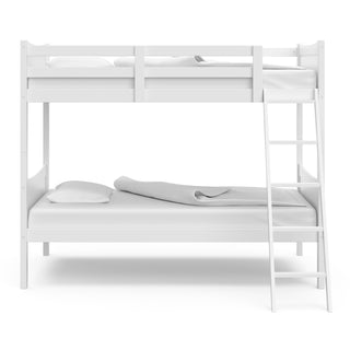 white bunk bed with fixed ladder side view