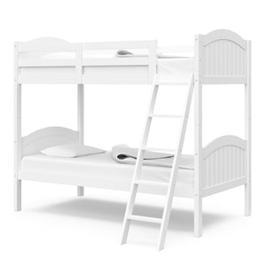 white bunk bed with fixed ladder 