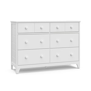 White 6 drawer dresser angled