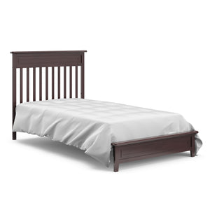 espresso mini crib in twin-size bed with headboard conversion 