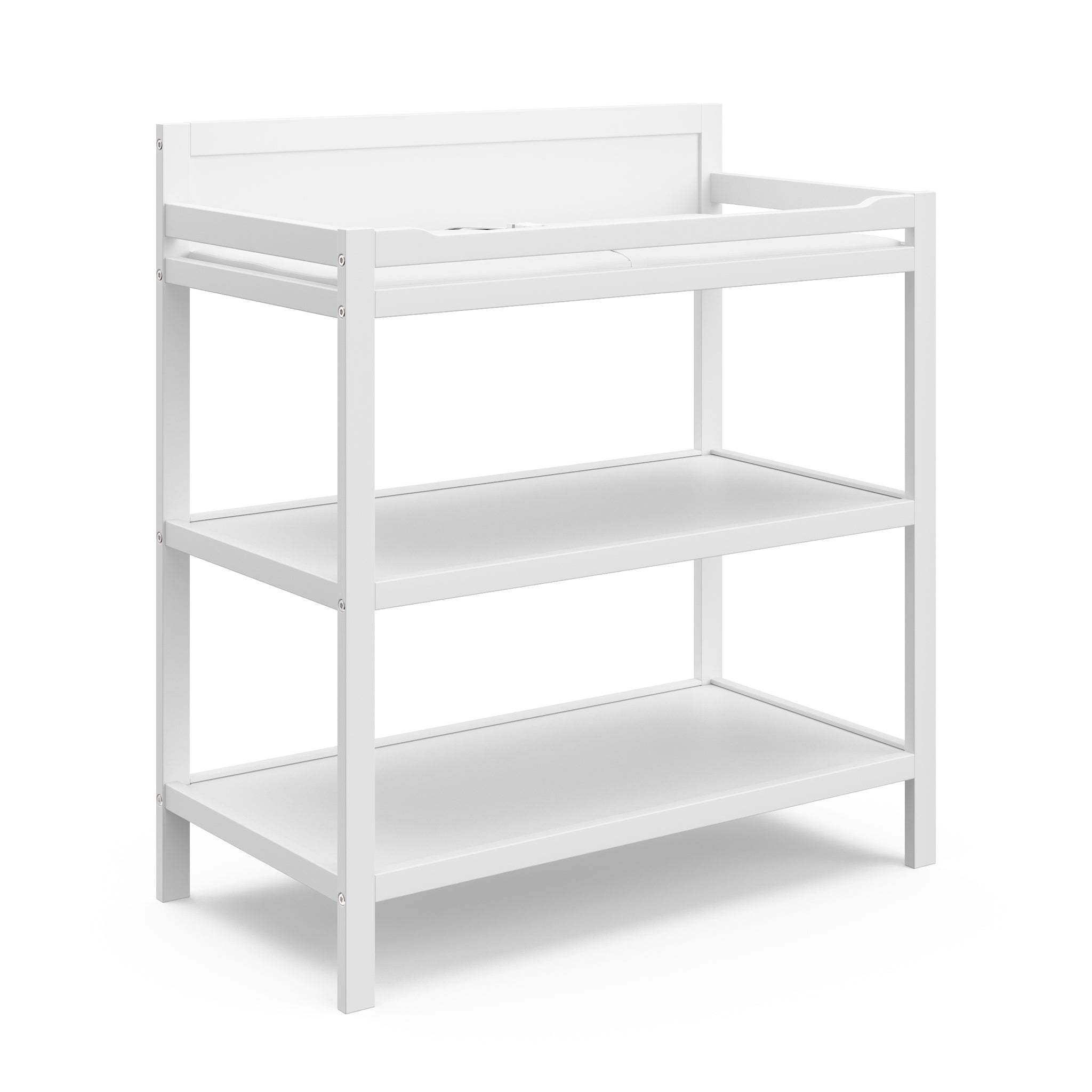 White angled changing table with storage
