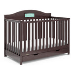 espresso crib with drawer angled