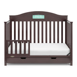 espresso crib with drawer in toddler bed conversion with one safety guardrail