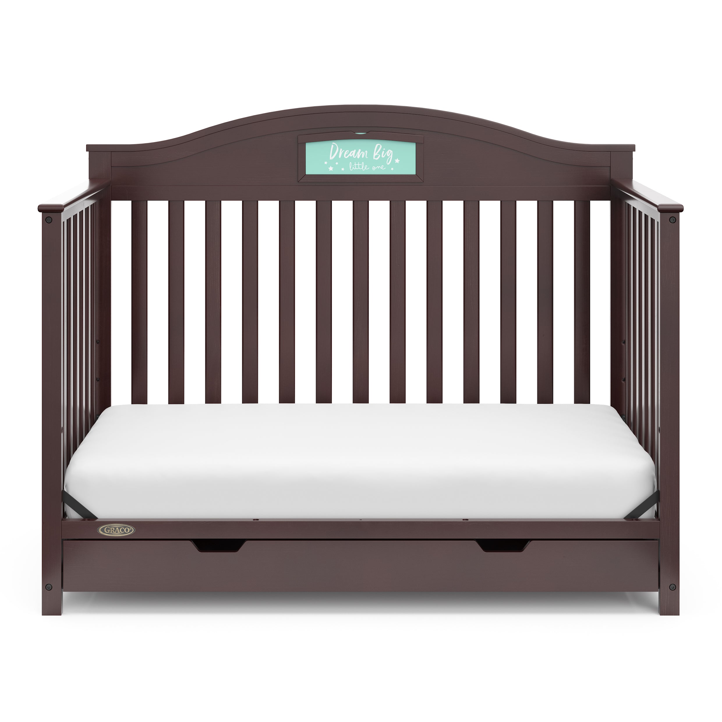 espresso crib with drawer in toddler bed conversion